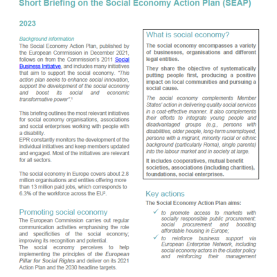 Short Briefing on the Social Economy Action Plan (SEAP)